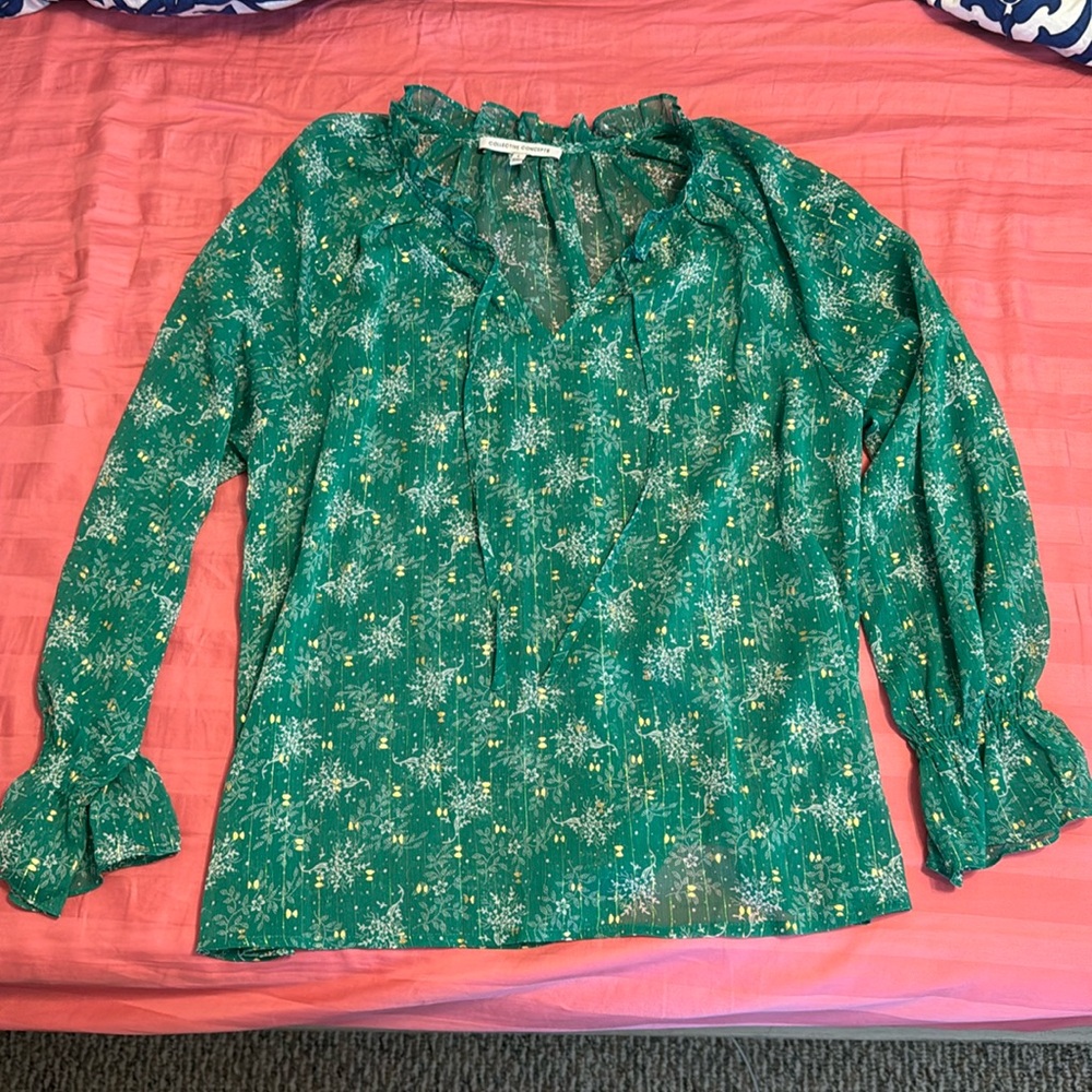 Collective Concepts Green Sheer Top